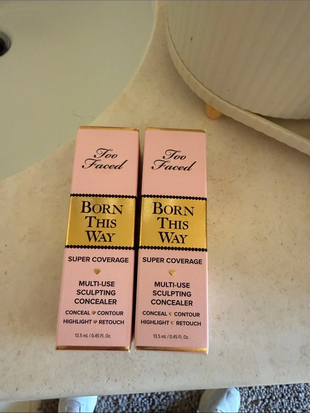 Too Faced Concealer Duo in Pink and Gold Packaging